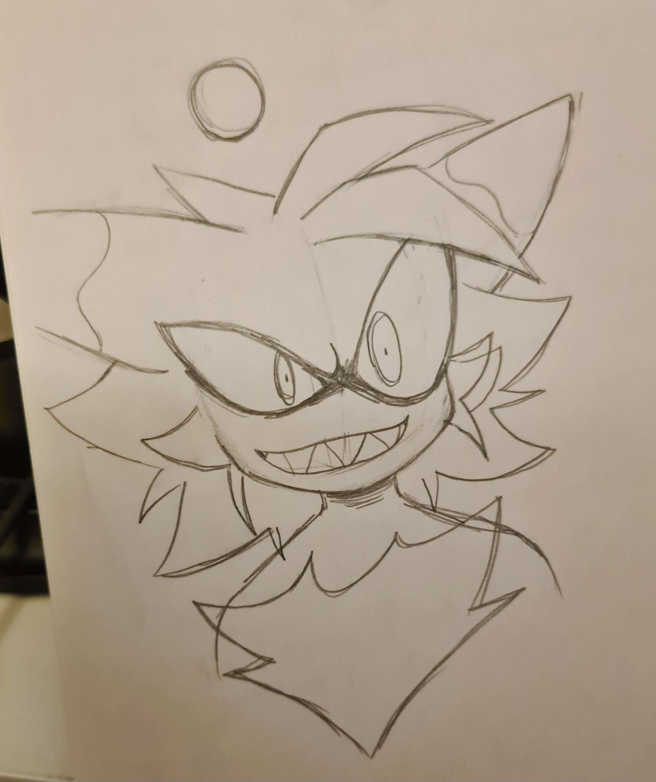 pencil sketch of smudge grinning